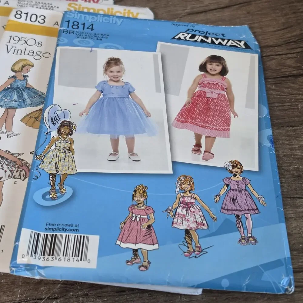 Lot of 7 Cut Sewing Patterns Simplicity Youth Girls Dresses